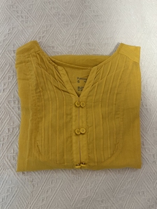 全棉时代纯棉布衫，S码，轻薄透气，秋日黄，胸围98，前片衣长