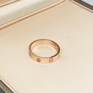 [9.8新]卡地亚Cartier玫瑰金窄版单钻戒指50号公价1.82W