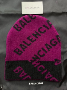 BALENCIAGA巴黎世家冷帽时尚软帽全logo黑紫色均码