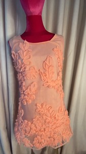 夏装重工立体花朵短裙包臀背心裙连衣裙暖橙色橘粉色，很好看的颜