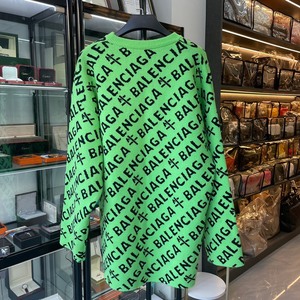 巴黎世家BALENCIAGA 牛年限定绿色满logo毛衣，X