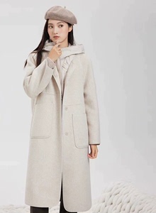 片断毛呢外套女秋冬季新款简约百搭设计感气质休闲保暖白色大衣