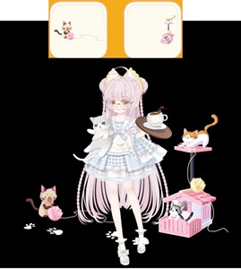 【奥比岛】魔力-萌宠社小花猫+宠物屋两件