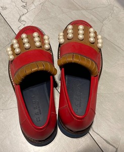 Marni kids女童马丽珍珍珠流苏皮鞋，红色31码，仅试