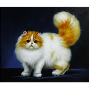 朝鲜动物油画 一级画家 金莲美《猫》装饰收藏 精品拍卖G1203