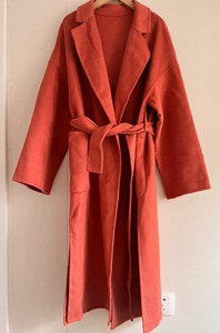 全新橘红色双面羊绒大衣，双十二活动价229元  M码，落肩款