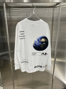 Aape薄款长袖T恤 白色 背面 地球图案 全新正品 有支持