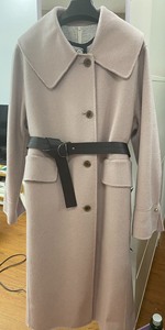 韩国安乃安双面羊毛大衣，藕粉色，S码，有腰带，几乎全新，喜欢
