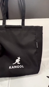 袋鼠kangol大号托特包黑色单肩旅行百搭大学生