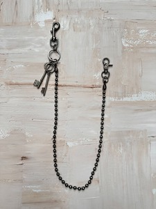 vintage 做旧古银钥匙扣钢珠裤链