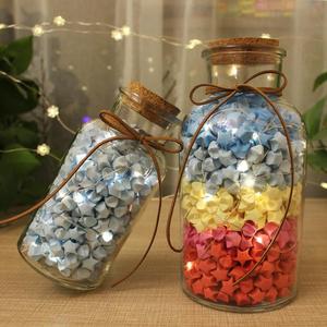 幸运星星许愿玻璃瓶发光空瓶大彩虹瓶漂流瓶折纸材料成品创意礼物