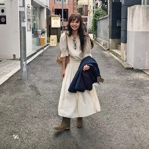韩国 东大门 basquiat 蕾丝边短袖连衣裙