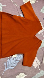 lineaddition全新带双面呢上衣，橘红色，165码，