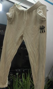 纽约Yankees运动裤，MLB工装裤，米色，有抽绳