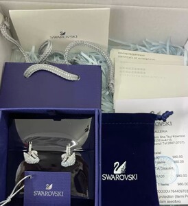 Swarovski 施华洛世奇 渐变白蓝色天鹅 耳钉耳环