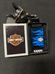 打火机zippo正版 进口蓝冰哈雷蓝色火焰20711 全新1