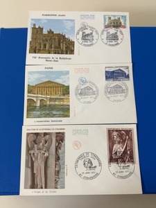 法国建筑类首日封7元一枚，封有微黄，1971、1972年