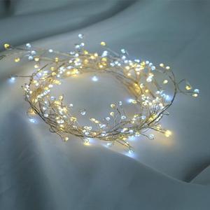 双色灯串冷光暖光变换插电星星灯LED满天星圣诞造型铜丝铜线灯