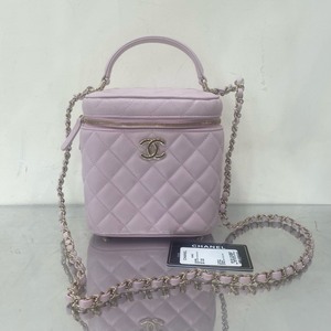 香奈儿 Chanel 全新全套 竖款 盒子包 化妆包 浅粉色