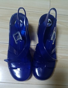 英国juju罗马鞋水晶鞋果冻鞋高跟鞋凉鞋38码 深蓝色