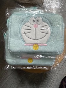日本正版SK哆啦A梦 叮当猫 大头刺绣绒面手拿收纳包纸巾包