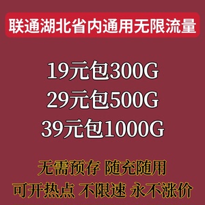 【中国联通】联通湖北省内无限流量，纯通用流量4G 5G设备通