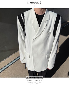 白口阳春季新款撞色拼接散发变幻莫测的魅力设计感时髦西装男外套