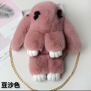 2023新款韩版毛绒小兔子包包可爱装死兔儿童背包链条单肩斜跨
