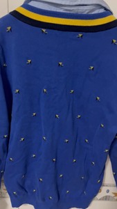 水孩儿衬衫领假两件两面织蓝色毛衣针织衫，穿一二次，质量好，成
