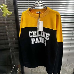 全新带吊有盒子 Celine 赛琳 黑黄拼接字母logo卫衣