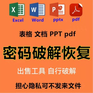 密码恢复Word、Excel、ppt、pdf、rar、zip