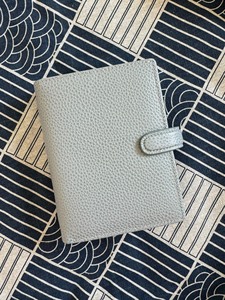 全新Filofax finsbury石板灰真皮手帐本A7纯皮