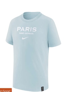 耐克 全新带吊牌 巴黎圣日尔曼官方 T恤 短袖 浅蓝色  欧