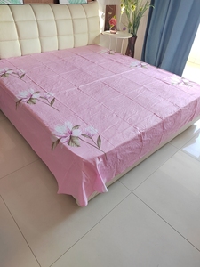 全新全棉大版印花床单 双人床加大纯棉床单1.8米