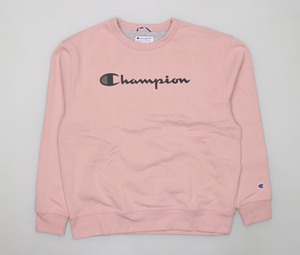 正品Champion/冠军 logo印花圆领套头卫衣 粉色