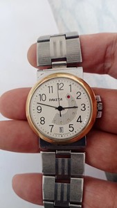 A2088七八十年代苏联火箭牌手动双历机械手表，落地窗日历，