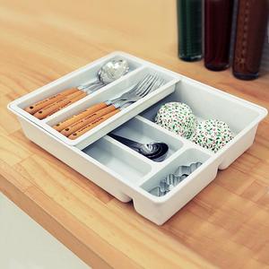 日式抽屉收纳盒厨房筷子餐具多层分隔式整理橱柜分格双层置物盒