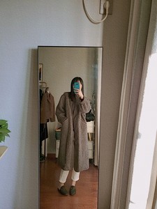 MEONE羊羔毛外套女2021冬韩版个性两面穿中长款宽松立领