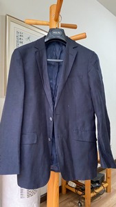 VICUTU 威可多藏蓝色西装男上衣含羊毛亚麻蚕丝西服外套修