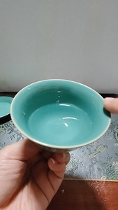 会唱歌的杯子日本南蛮烧青瓷杯碟小盏碗组合，全新全品带原盒共五
