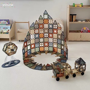 曼龙磁力片儿童益智玩具彩窗磁吸积木拼装磁贴片拼图拼接管道积木