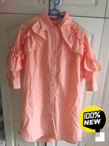 全新维伊橘粉色衬衣，颜色款式都超美，宽松版，可穿到140-1