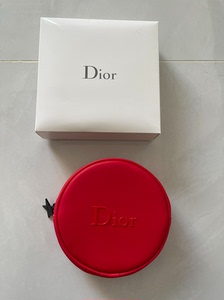 Dior迪奥红色圆饼化妆包小号女便携化妆品口红补妆收纳包（库