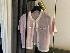 bab b+ab 小香风，针织上衣，粉色baby针织衫女款夏