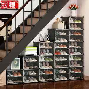 楼梯鞋柜底下斜角阶梯式家用大容量收纳储物柜梯形简易鞋架置物架