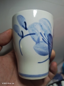 【玉风窑柴窑】低处理，七八十年代玉风窑手绘青花柴窑杯，容量1