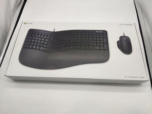 微软人体工学桌面套装 人体工学键盘+简约精准鼠标 有线键鼠