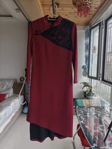 【素罗依】旗袍中式礼服长裙红色中国风连衣裙