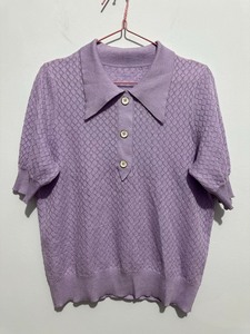 秸熙女170码紫色针织短袖T恤上衣小衫冰丝胸围50×2衣长5