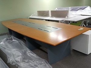 二手震旦品牌油漆会议桌长桌  实木会议桌